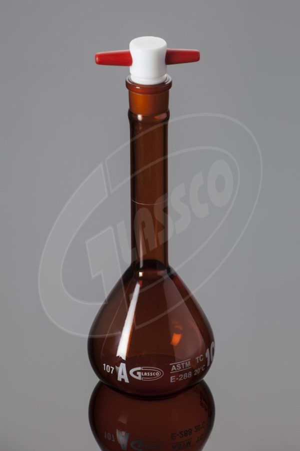 Amber Volumetric Flask PTFE Stopper ASTM