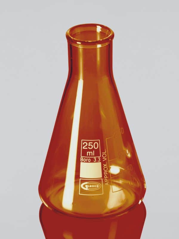 Flask Amber Conical Graduated Narrow Mouth ASTM E-438 ISO 1773